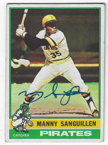 Autographed MANNY SANGUILLEN Pittsburgh Pirates 1969 Topps Card - Main Line  Autographs