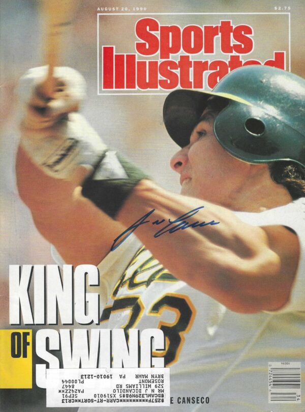 Autographed Jose Canseco Oakland A's  Sports Illustrated Magazine