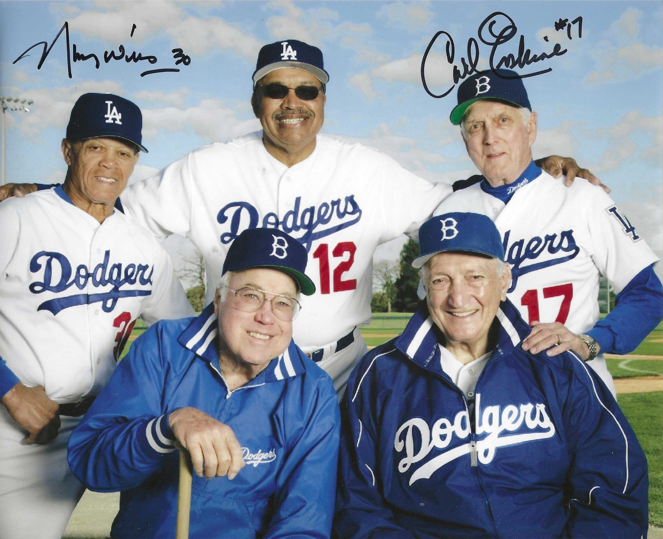 AUTOGRAPHED MAURY WILLS & CARL ERSKINE 8x10 Los Angeles Dodgers photo -  Main Line Autographs