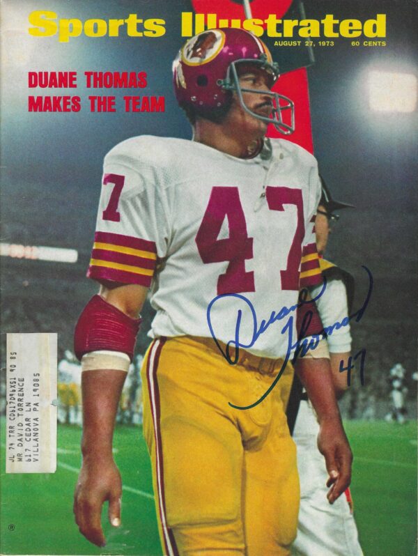 Autographed Duane Thomas Washington Redskins Sports Illustrated Magazine 8/27/1973