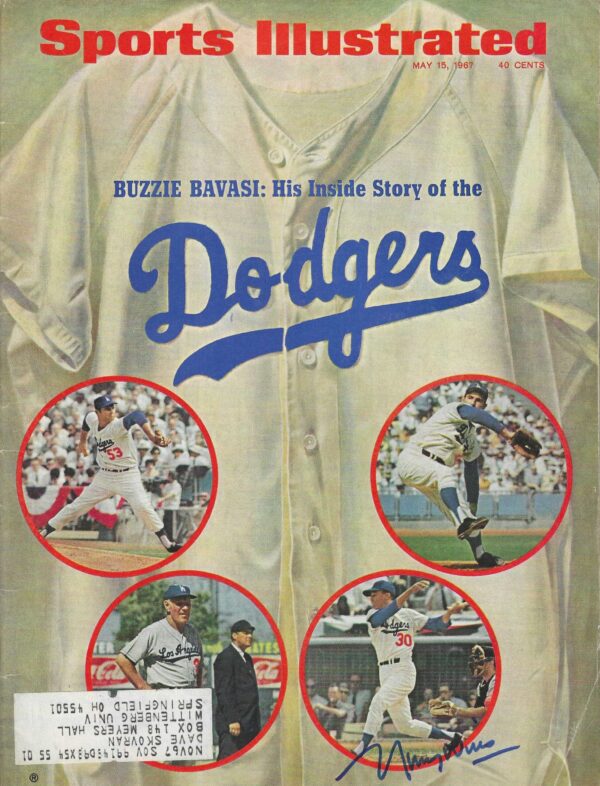 Autographed Maury Wills Los Angeles Dodgers Sports Illustrated Magazine 5/15/1967