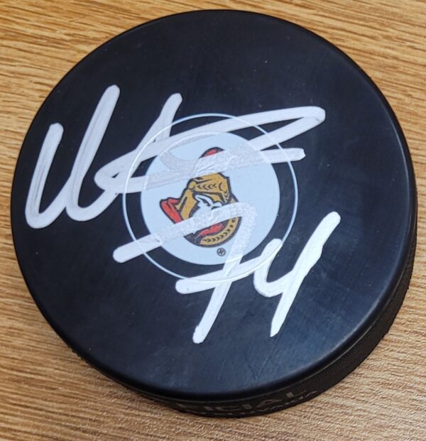 Autographed MARK BOROWIECKI Ottawa Senators Hockey Puck