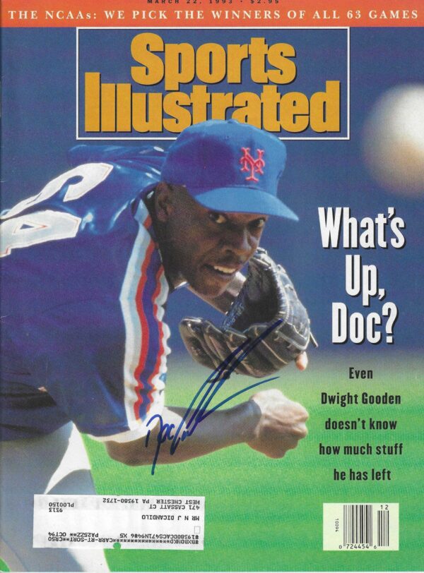 Autographed Doc Gooden New York Mets Sports Illustrated Magazine 3/22/1993 w/COA