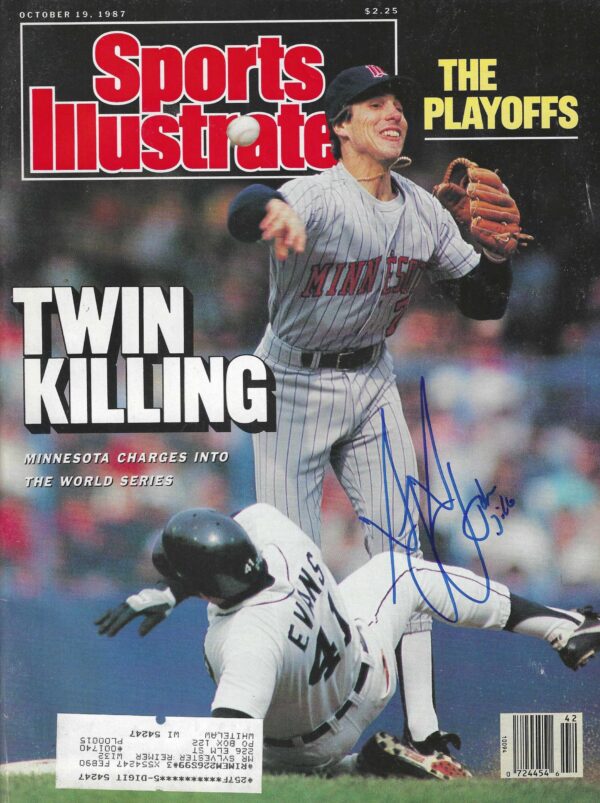 Autographed Greg Gagne Minnesota Twins Sports Illustrated Magazine 10/19/1987 w/COA