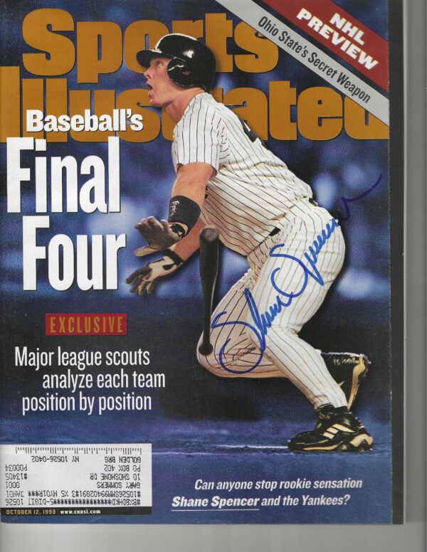 Autographed Shane Spencer New York Yankees Sports Illustrated Magazine 10/12/1998 w/COA