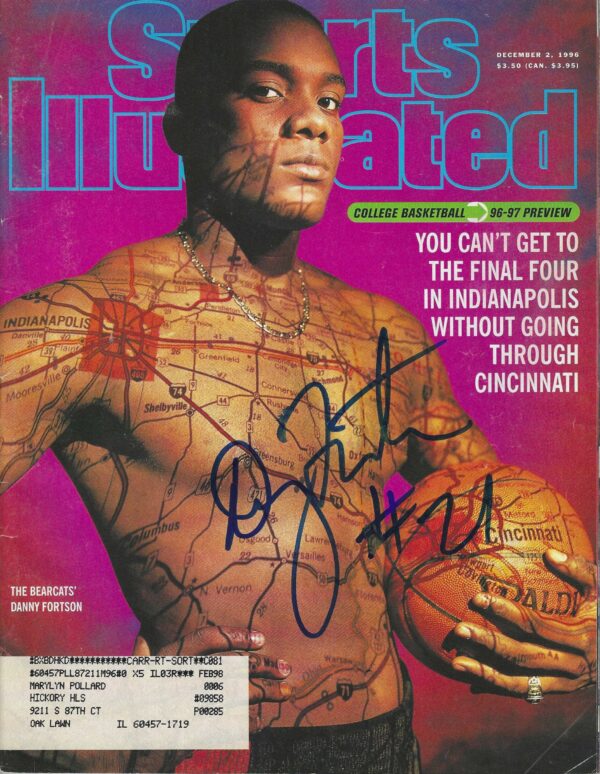 Autographed Danny Fortson Cincinnati Bearcats Sports Illustrated Magazine 12/2/1996