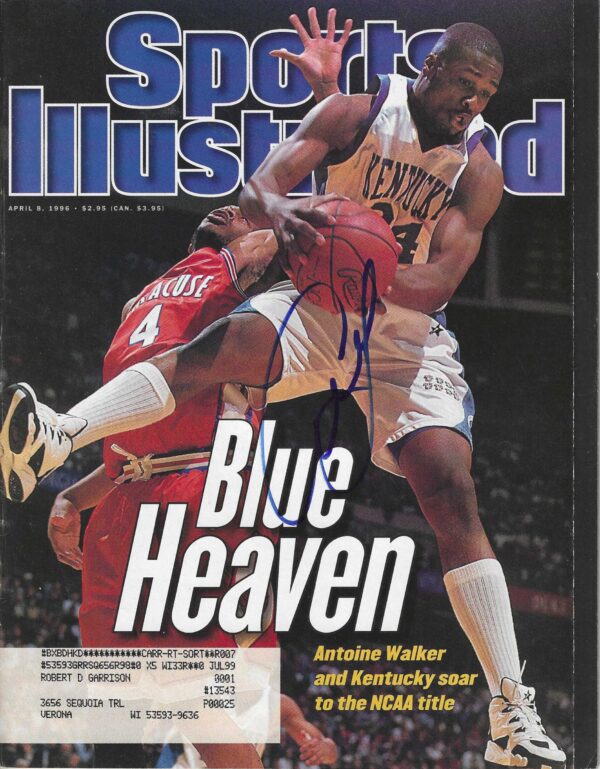 Autographed Antoine Walker Kentucky Wildcats Sports Illustrated Magazine 4/8/1996