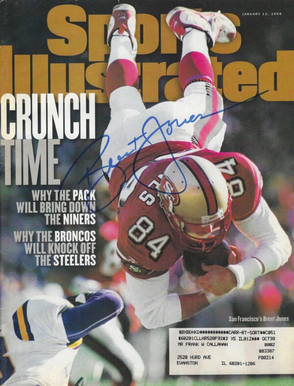 Autographed Brent Jones San Francisco 49ers Sports Illustrated Magazine 1/12/1998