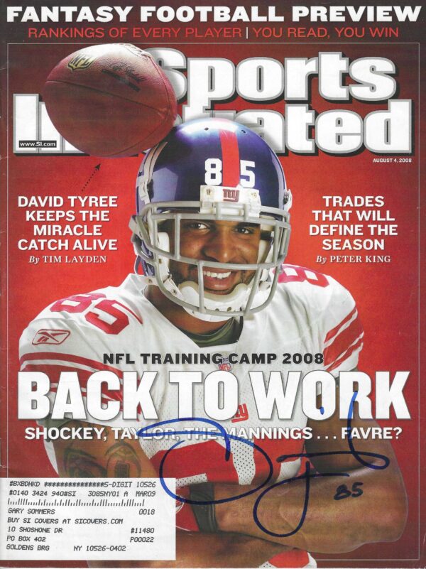 Autographed David Tyree New York Giants Sports Illustrated Magazine 8/4/2008