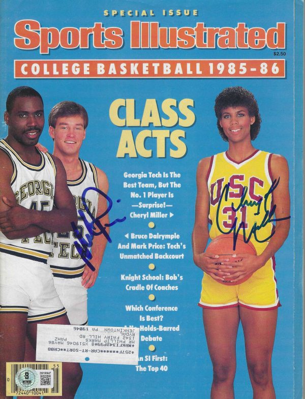 Autographed MARK PRICE & CHERYL MILLER SI Sports Illustrated Magazine 1986-86 Beckett