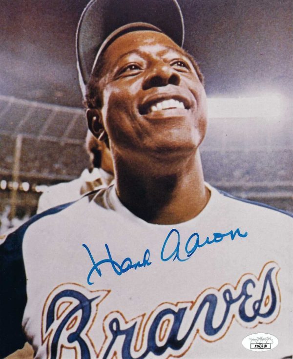 Autographed HANK AARON Atlanta Braves 8x10 photo w/ JSA COA