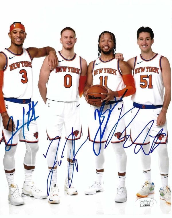 Autographed Jalen Brunson, Archie Arcidiacono Josh Hartand Donte DiVincenzo New York Knicks 8x10 JSA  COA