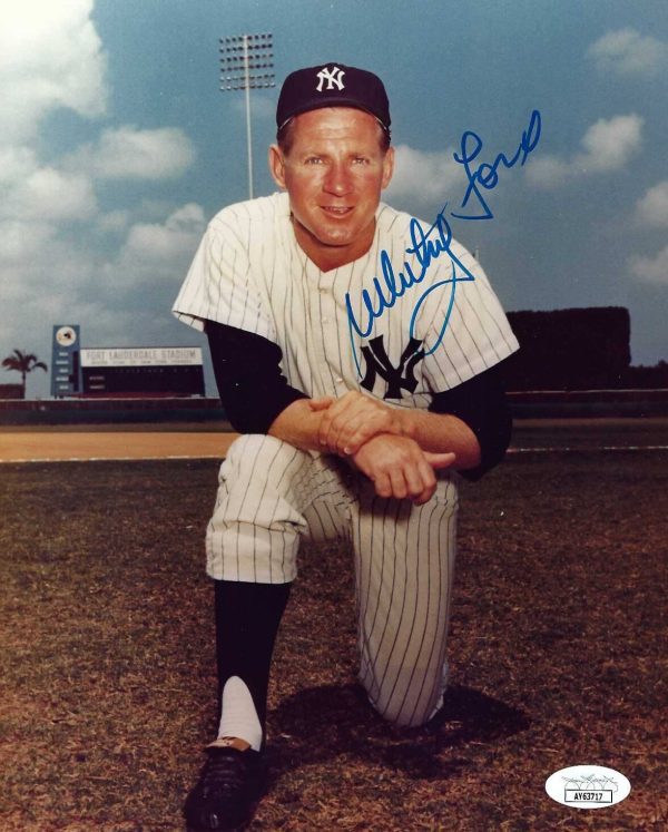 Autographed WHITEY FORD 8X10 New York Yankees Photo JSA COA