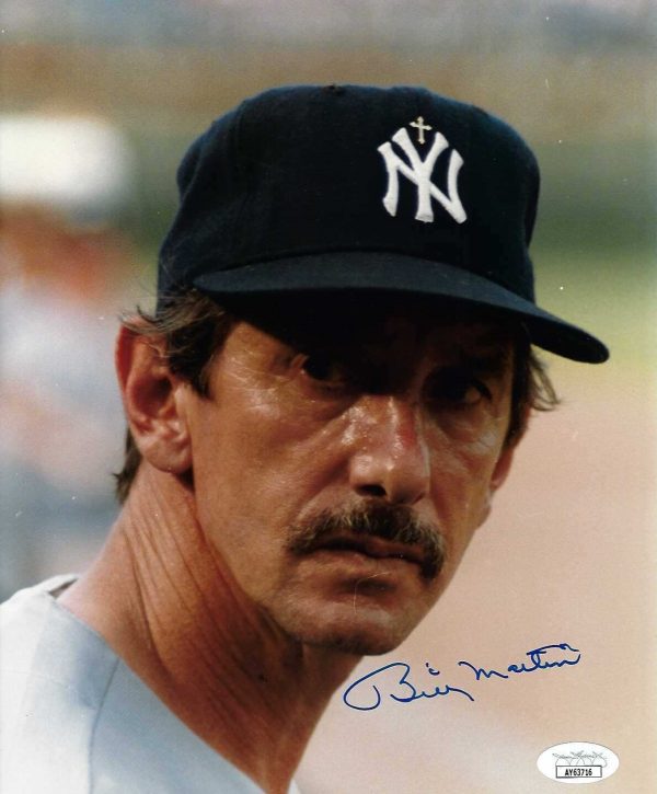 Signed 8x10 Billy Martin New York Yankees Autographed photo - w JSA COA