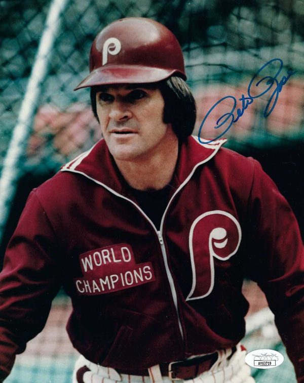 AUTOGRAPHED PETE ROSE 8X10 Philadelphia Phillies Photo w/ JSA COA