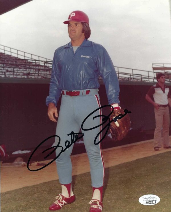 AUTOGRAPHED PETE ROSE 8X10 Philadelphia Phillies Photo w/ JSA COA