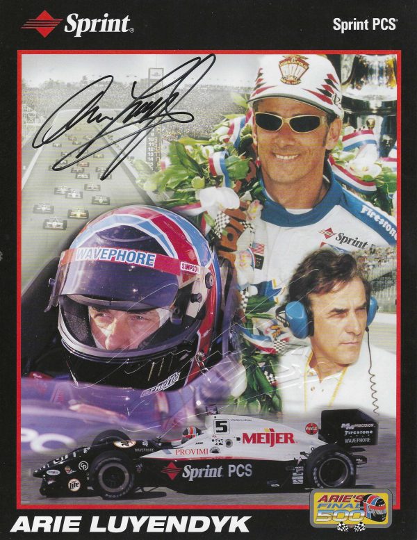 Autographed ARIE LUYENDYK - INDY RACING  8.5 x 11 Photo