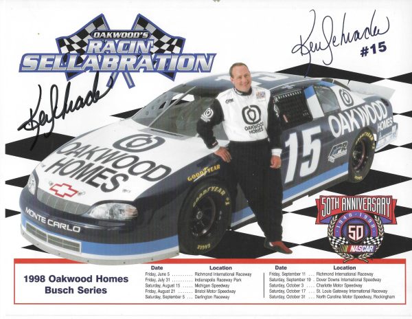 Autographed KEN SCHRADER - NASCAR RACING  8.5 x 11 Photo