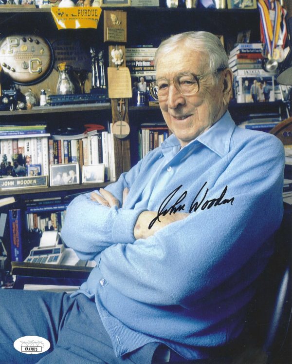 Autographed JOHN WOODEN 8x10 UCLA BRUINS photo JSA