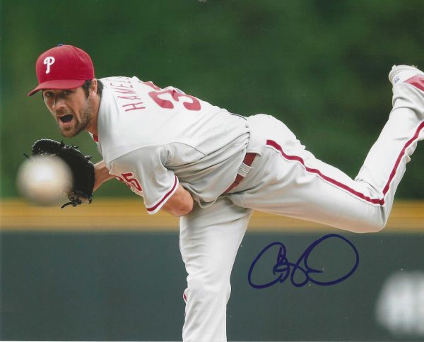 AUTOGRAPHED COLE HAMELS 8X10 Philadelphia Phillies Photo