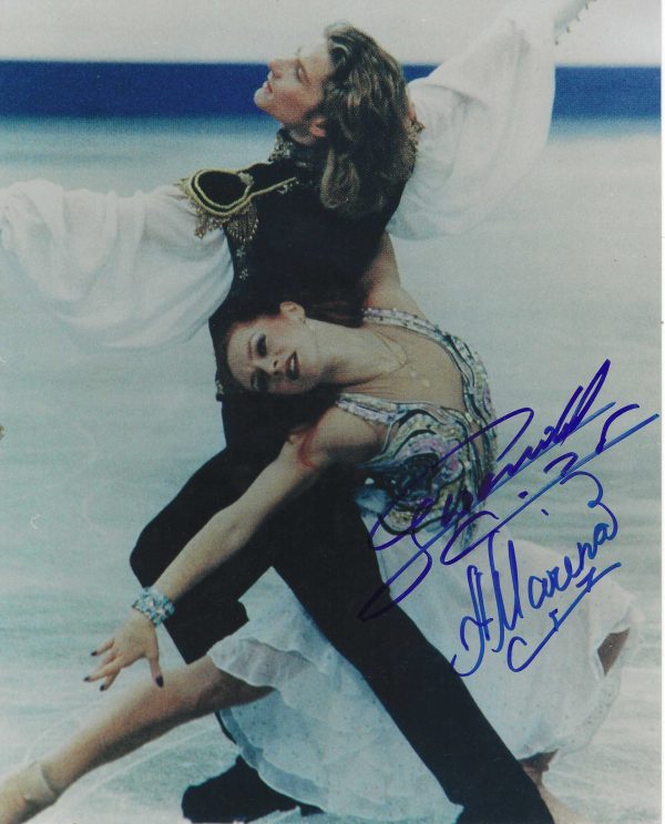 Autographed MARINA ANISSINA & GWENDAL PEIZERAT 8x10 Photo - Winter Olympics Figure Skating